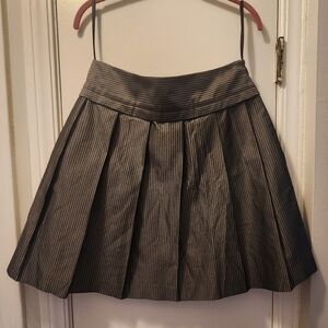 Theory Metallic Black & Gray Pleated Circle Skirt